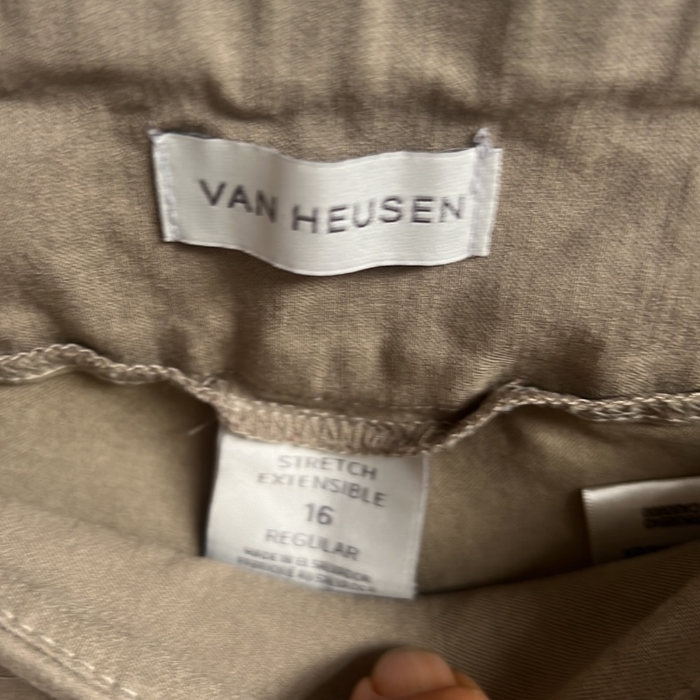Van Heusen Stretch Tapered Pants Plus Size 16 Tan - Picture 4 of 6